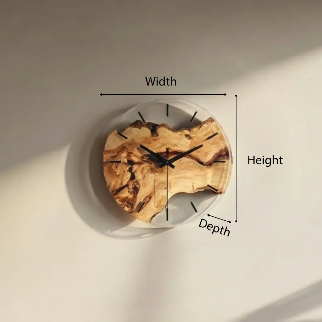 Modern Round Wooden Resin Wall Clock