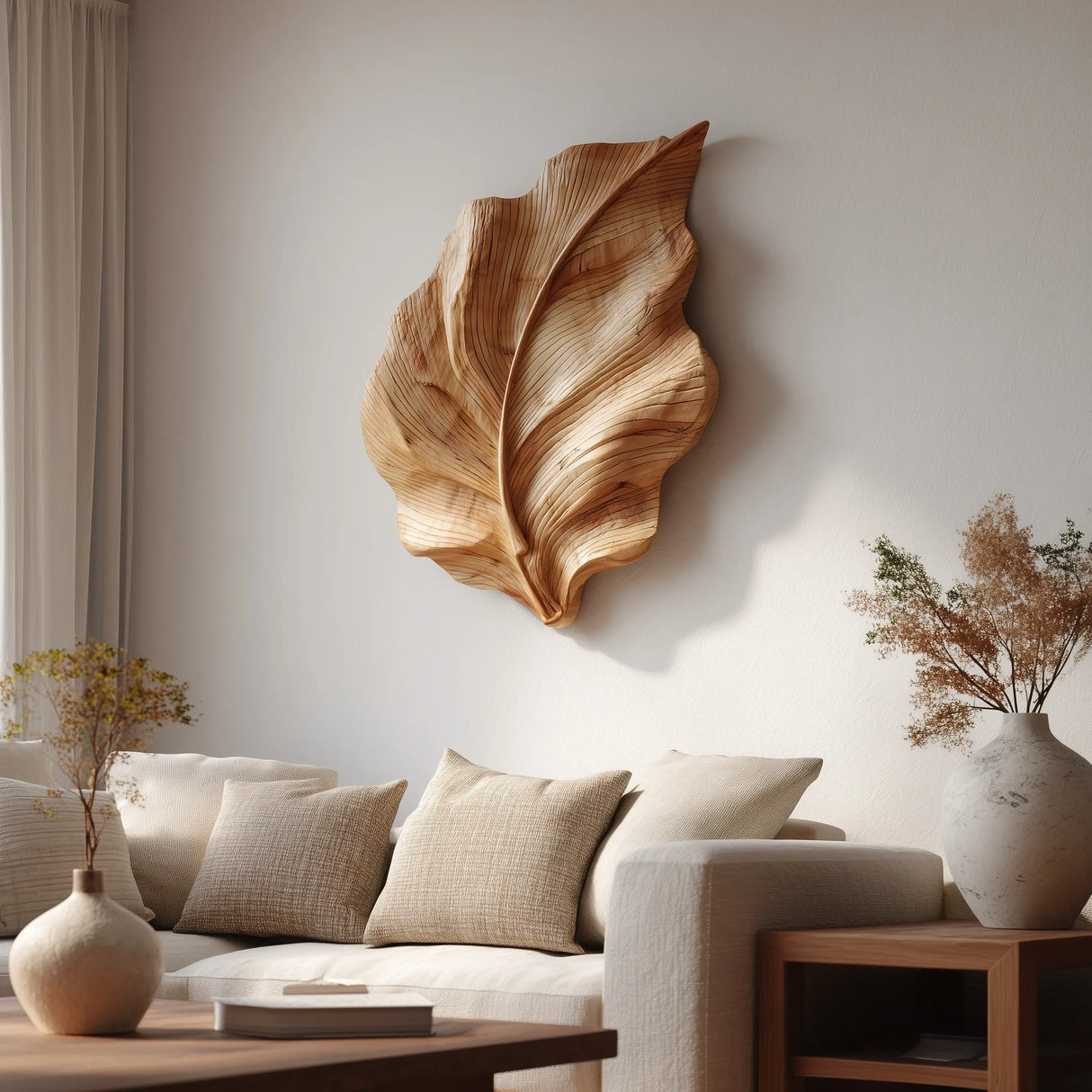 Organic Wooden Leaf Wall Art
