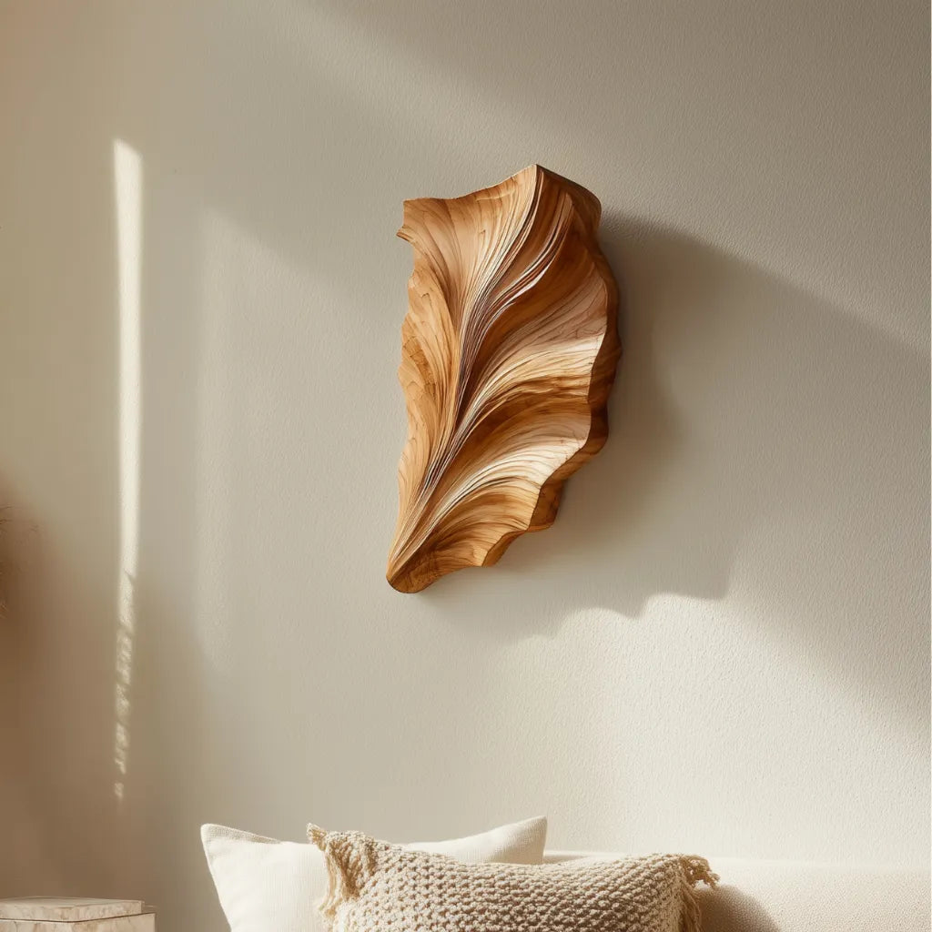 Sculptural Wooden Leaf Wall Sculpture