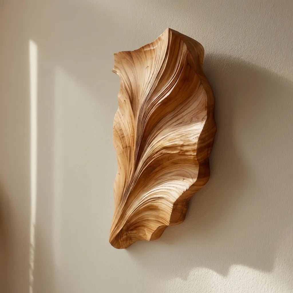 Sculptural Wooden Leaf Wall Sculpture
