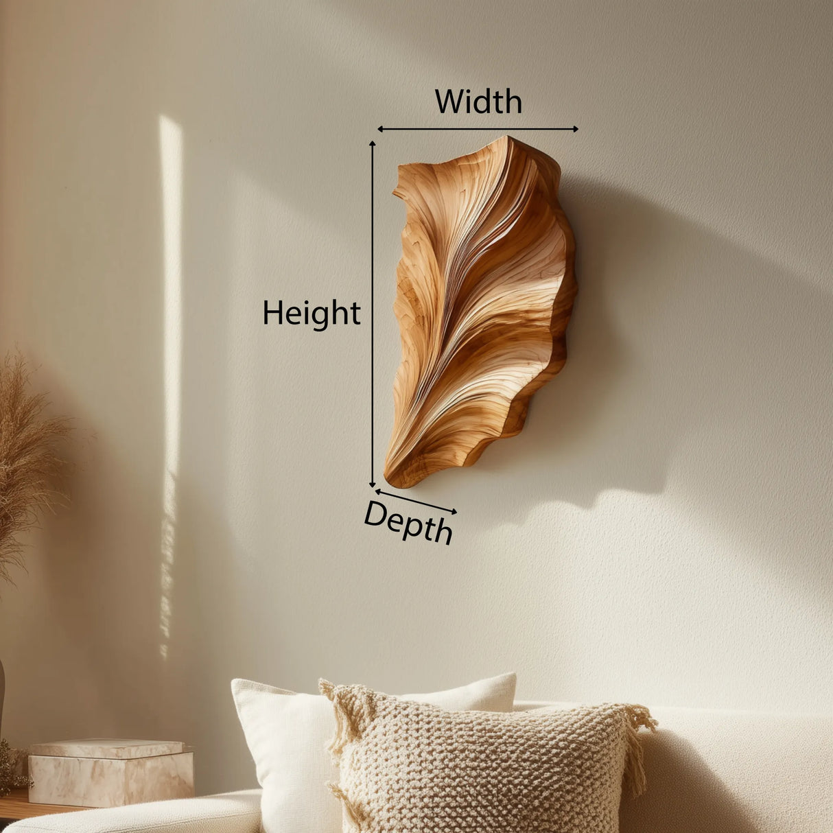 Sculptural Wooden Leaf Wall Sculpture