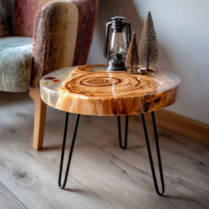 Contemporary Wood Resin Accent Table
