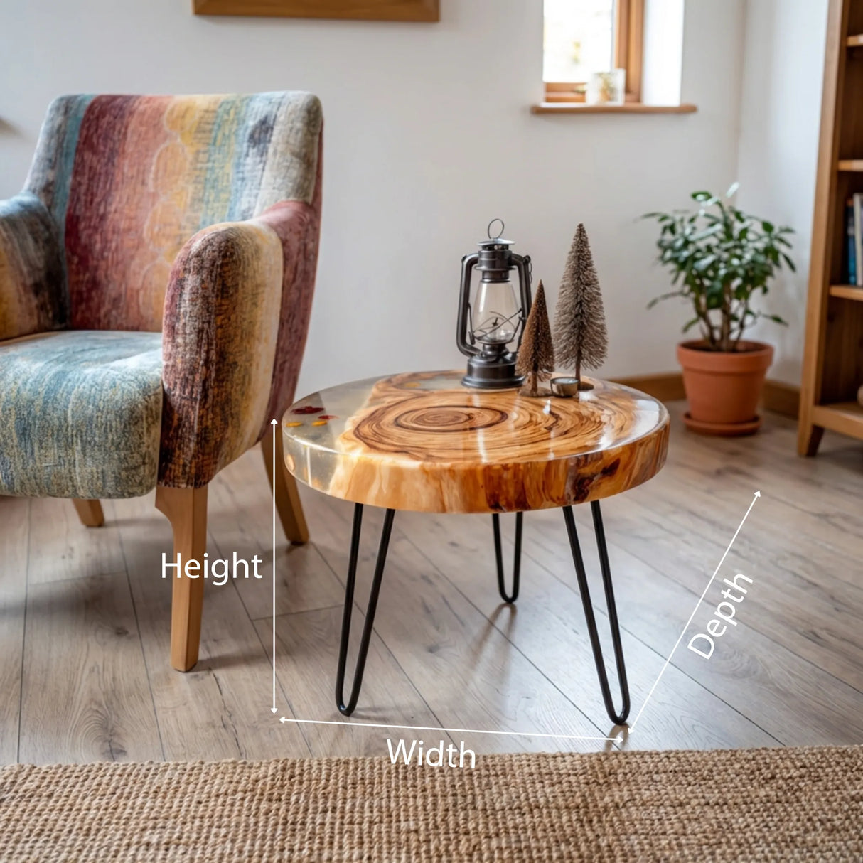 Contemporary Wood Resin Accent Table