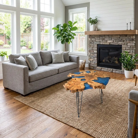 Irregular Wood Resin River Side Table