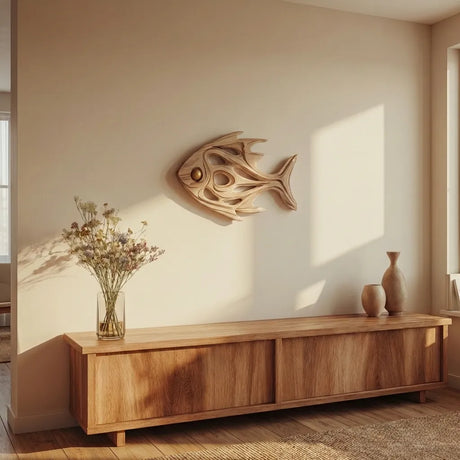 Modern Wooden Fish Wall Sculpture For Living Room