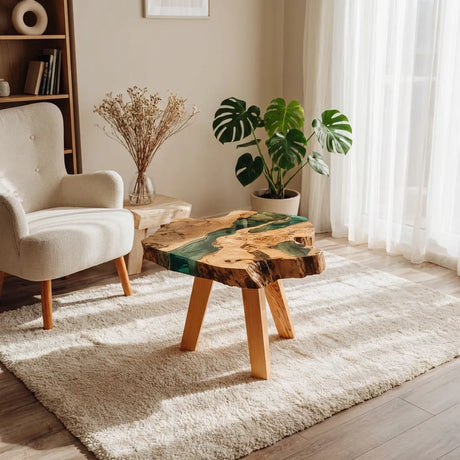 Natural Wood Epoxy River Side Table