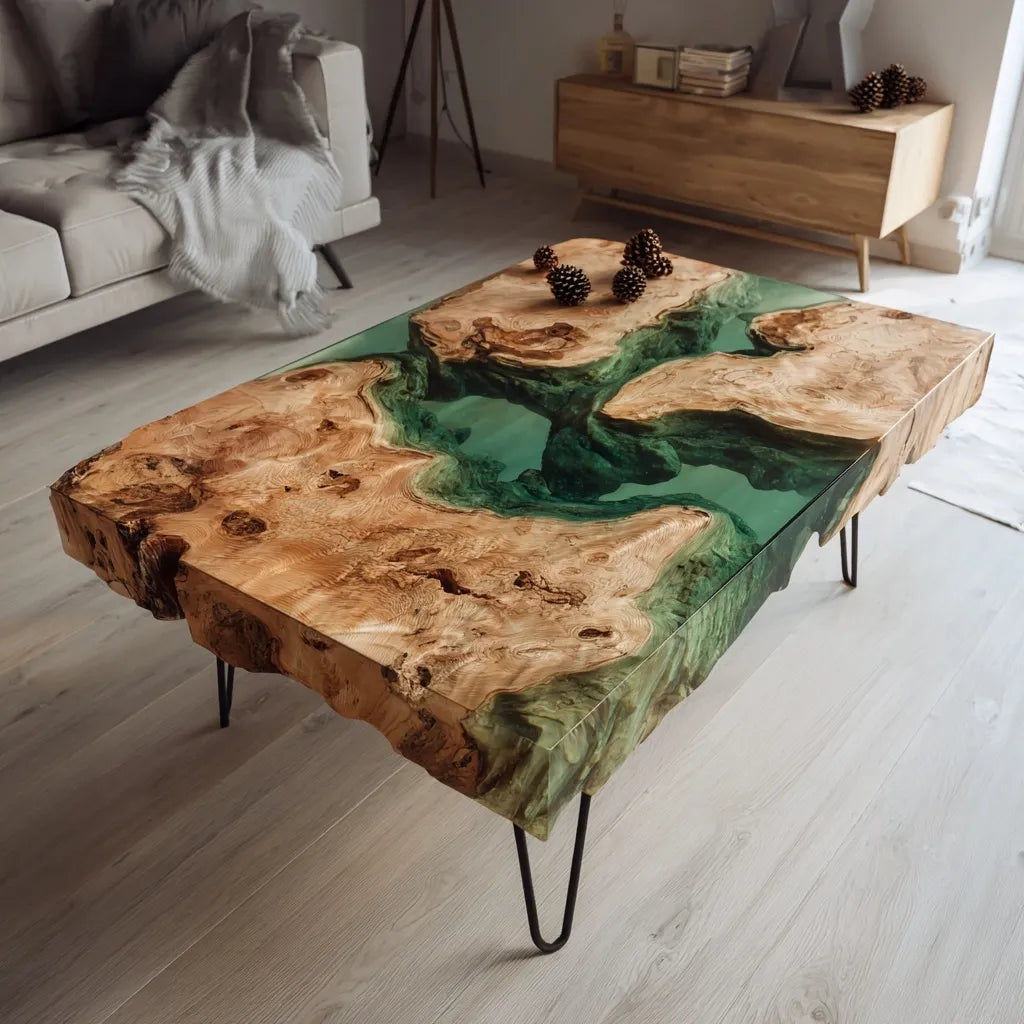 Organic Wood Resin Accent Table