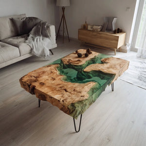 Organic Wood Resin Accent Table