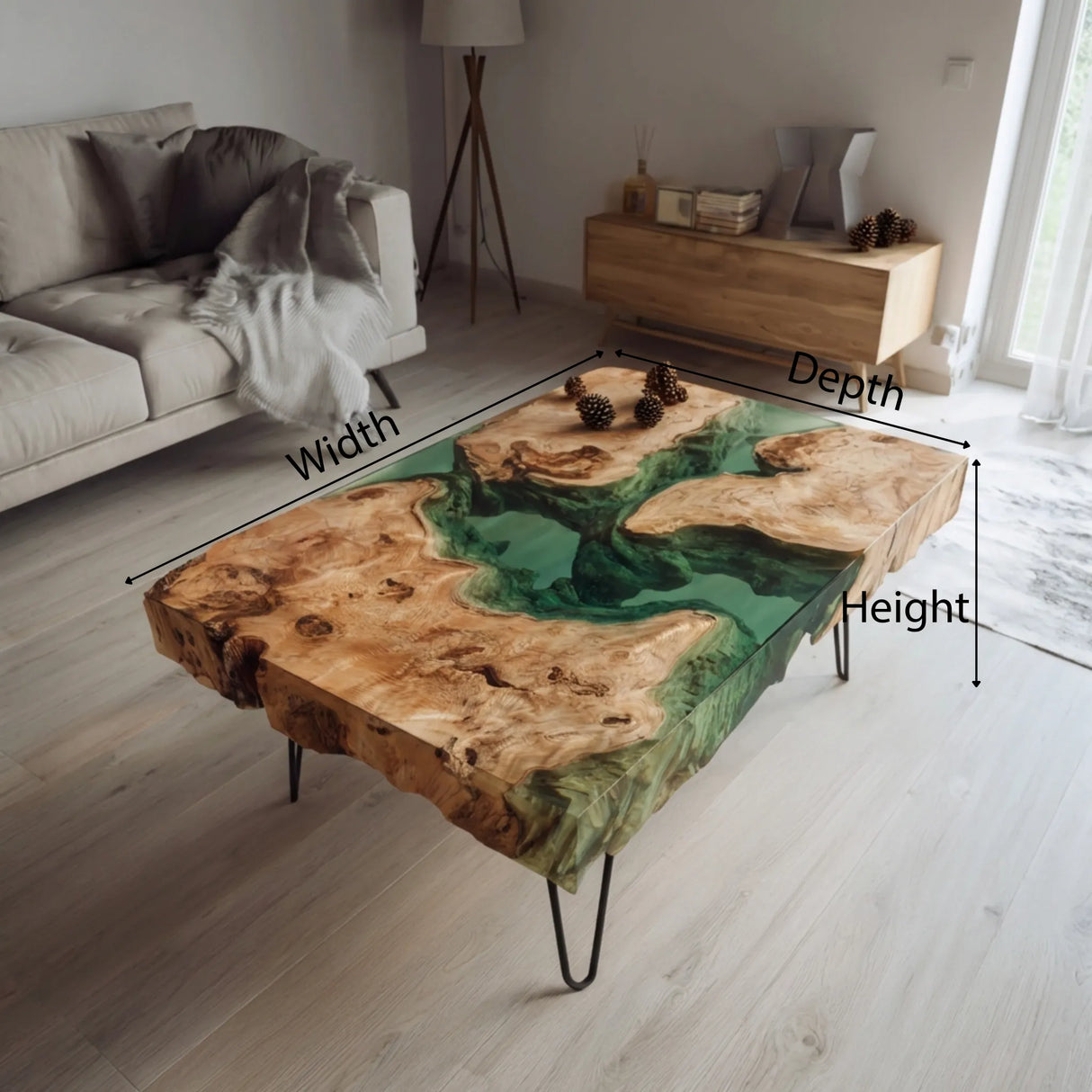 Organic Wood Resin Accent Table