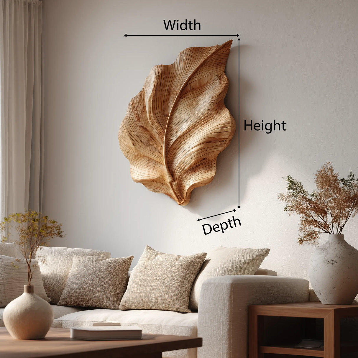 Organic Wooden Leaf Wall Art