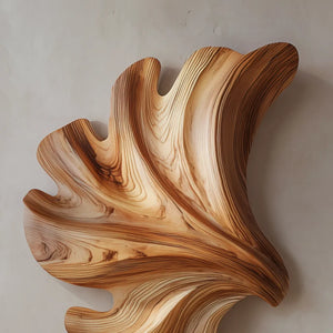 Organic Wooden Leaf Wall Sculpture For Living Room