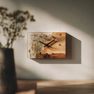 Rectangular Wooden Resin Wall Clock With Botanical Detail
