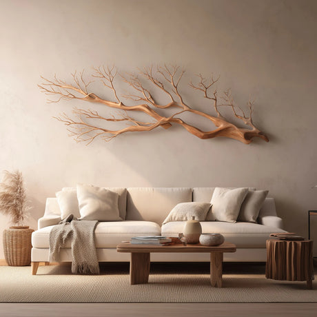 Rustic Wooden Branch Wall Sculpture